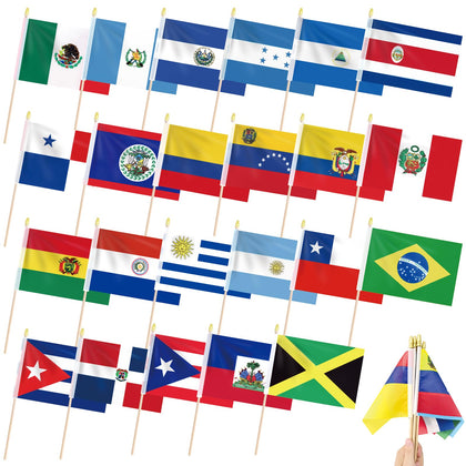 Geodurn 23 Latin American flags on wooden sticks for vibrant parades