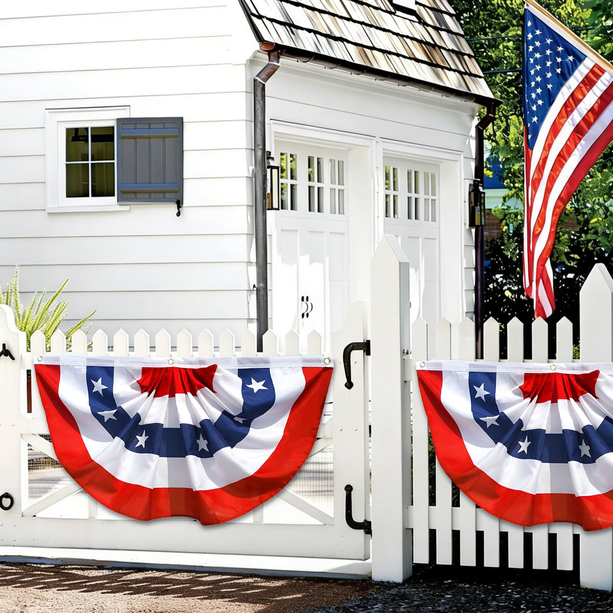 Geodurn porch rail flag, 3x6 ft, eye-catching on fences and railings.