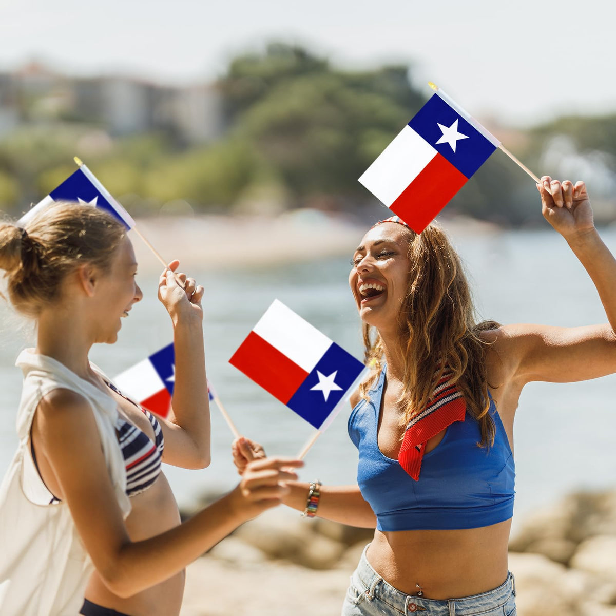 Geodurn Texas flag colors—blue, white, red—deeply saturated for striking visuals.