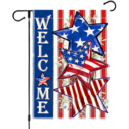Geodurn welcome flag with patriotic stars, durable outdoor display