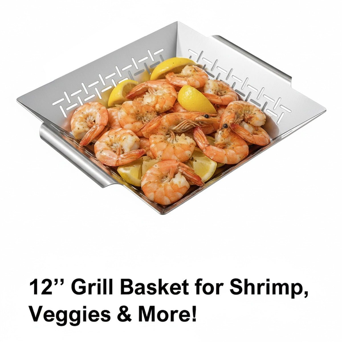 Geolinhome grill basket with ergonomic handles for secure lifting