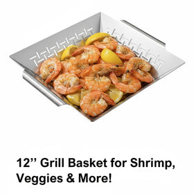 Geolinhome grill basket with ergonomic handles for secure lifting