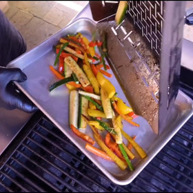 Geolinhome outdoor BBQ accessory basket keeps food contained on the grill