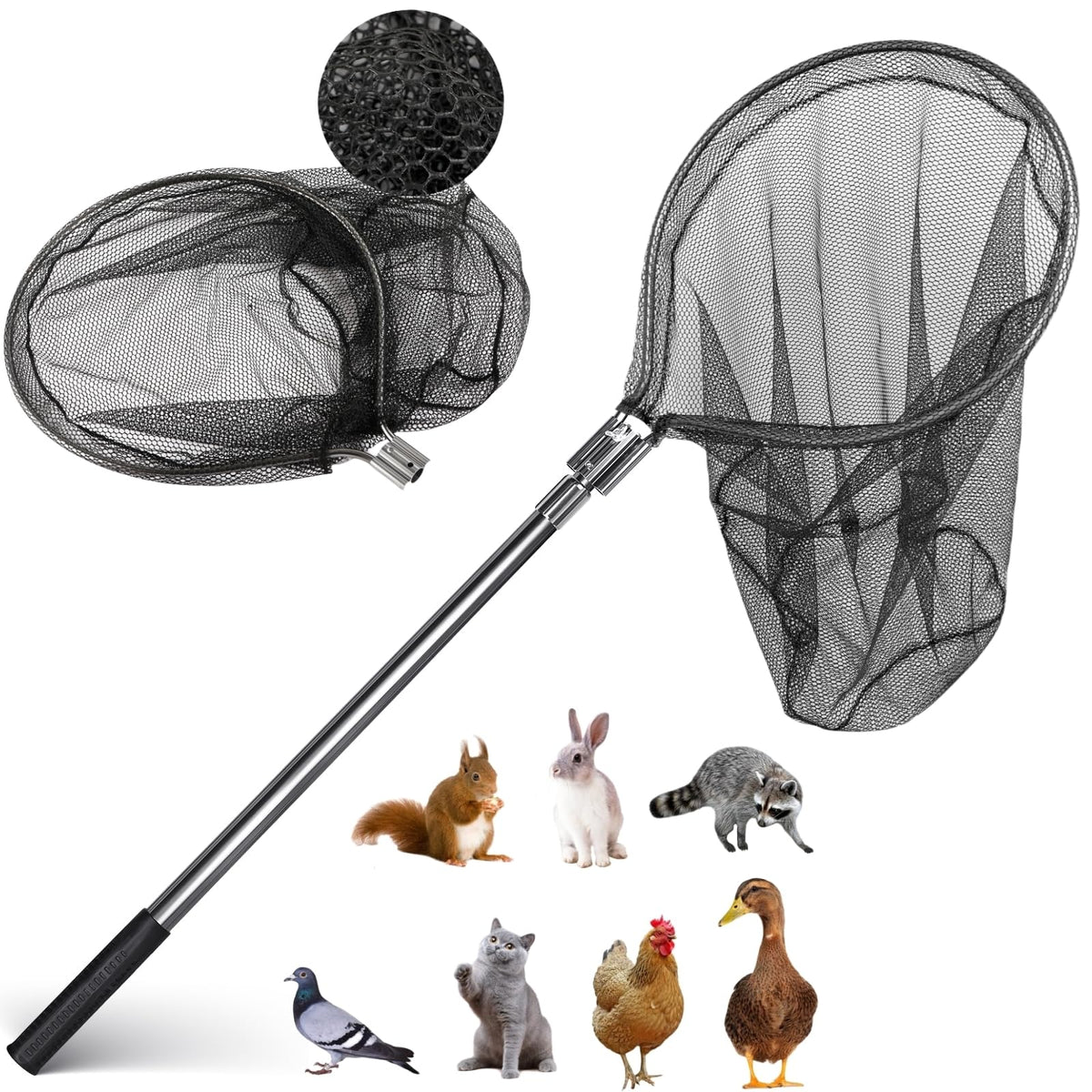 George Garden catch net with telescoping handle for extended reach and safe captures.
