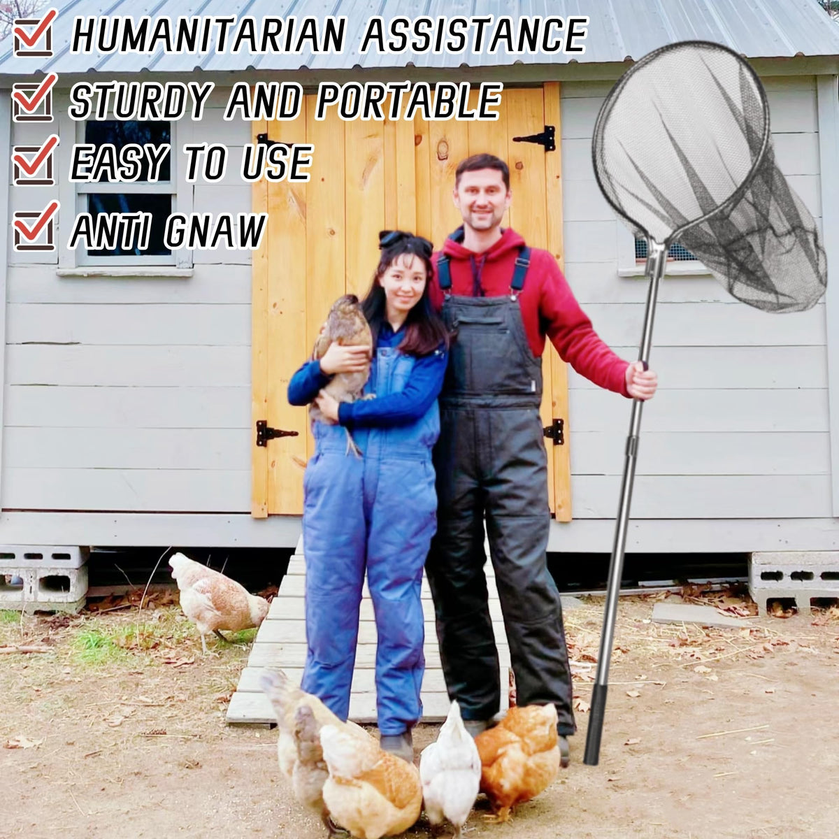 George Garden fine-mesh net protects feathers during safe animal handling.