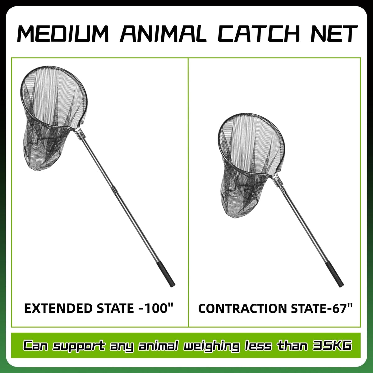 George Garden rubber-coated net minimizes harm while relocating animals.