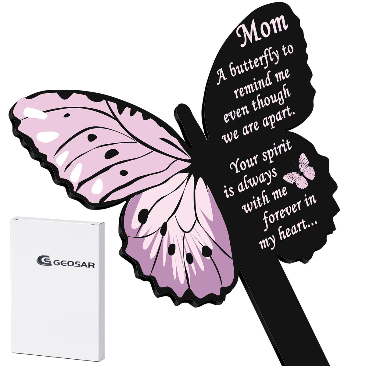 Geosar grave marker mom acrylic stake with waterproof design for outdoor durability.