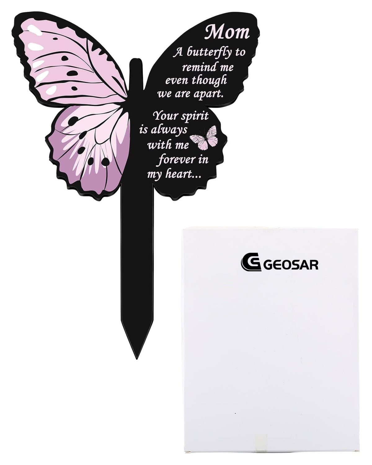 Geosar mom butterfly design memorial enhances your outdoor tribute.