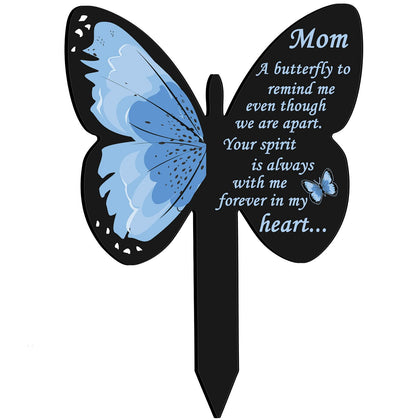 Geosar mom grave plaque with butterfly acrylic for cemetery memorial.
