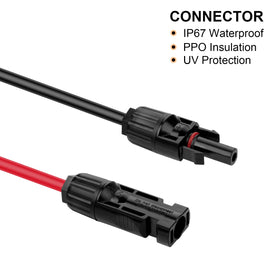 Geosiry 10ft red and black cable ready for solar installation.