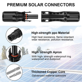Geosiry solar panel connectors male and female for quick, secure wiring.