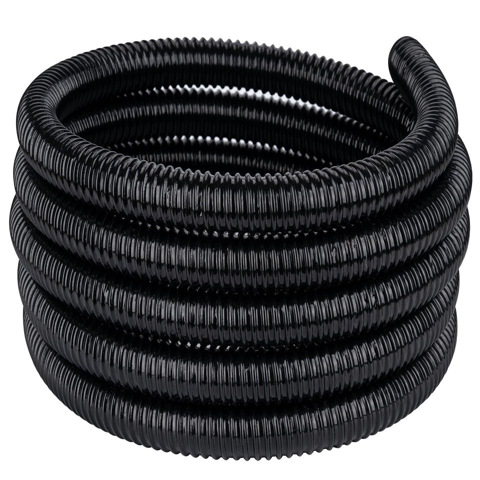 Geowaky pond tubing, black corrugated hose, durable for pond installations