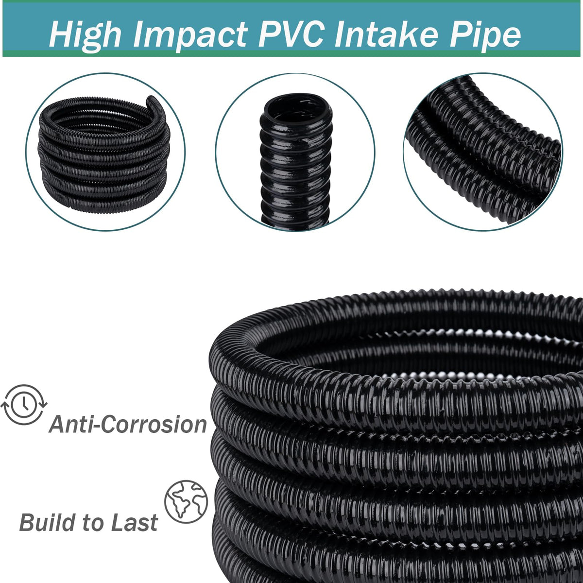 Geowaky pond tubing kinkproof design eases installation around obstacles.