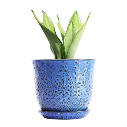Gepege 10 inch plant pot with drainage holes and saucer for clean, healthy indoor plants.