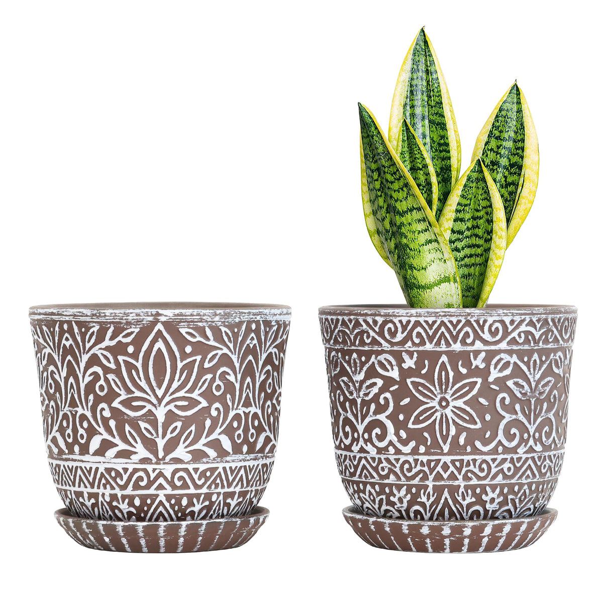 Gepege 6-inch ceramic planter with drainage holes for indoor plants