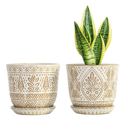 Gepege 6-inch ceramic planter with white glaze for small indoor plants.