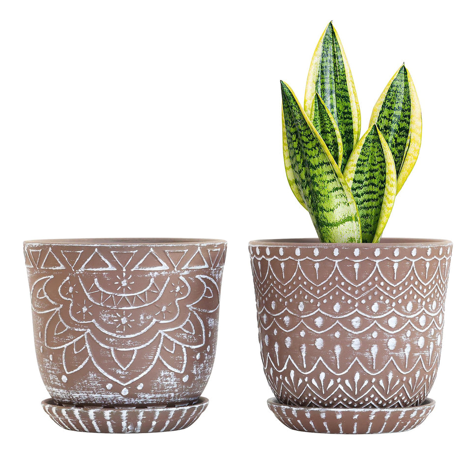 Gepege ceramic planter 6inch with drainage holes for healthy indoor plants