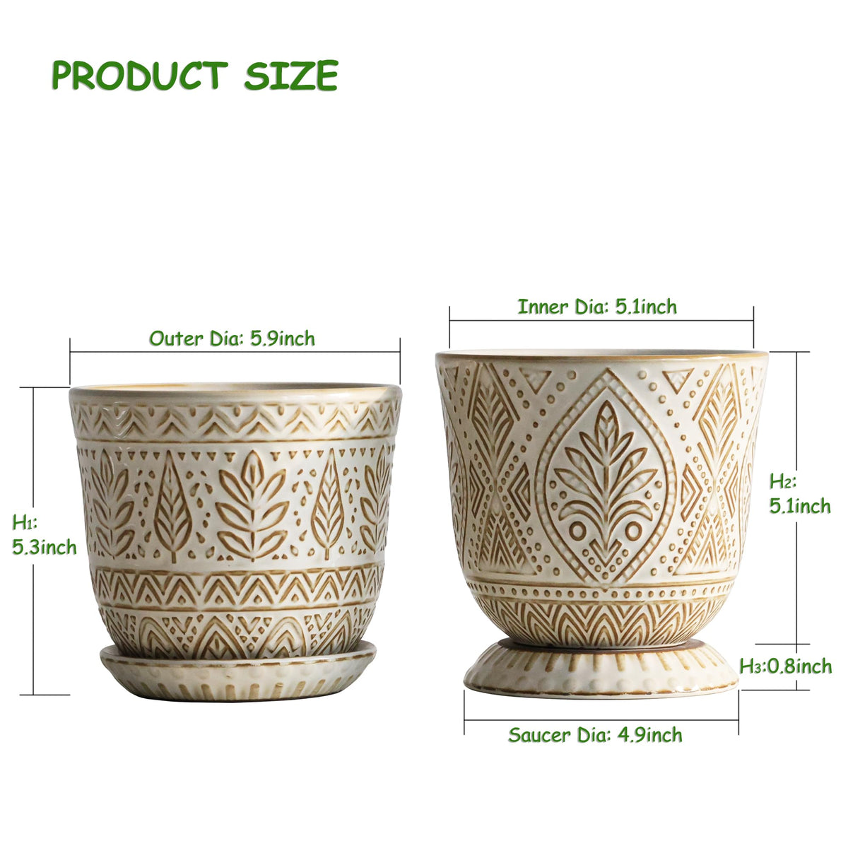 Gepege ceramic pot with drainage holes and saucer keeps roots healthy.
