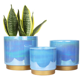 Gepege rainbow-pearl glaze ceramic pot with drainage hole for indoor plants.