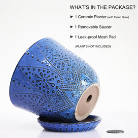 Gepege pot includes mesh pad to control moisture and soil spill.