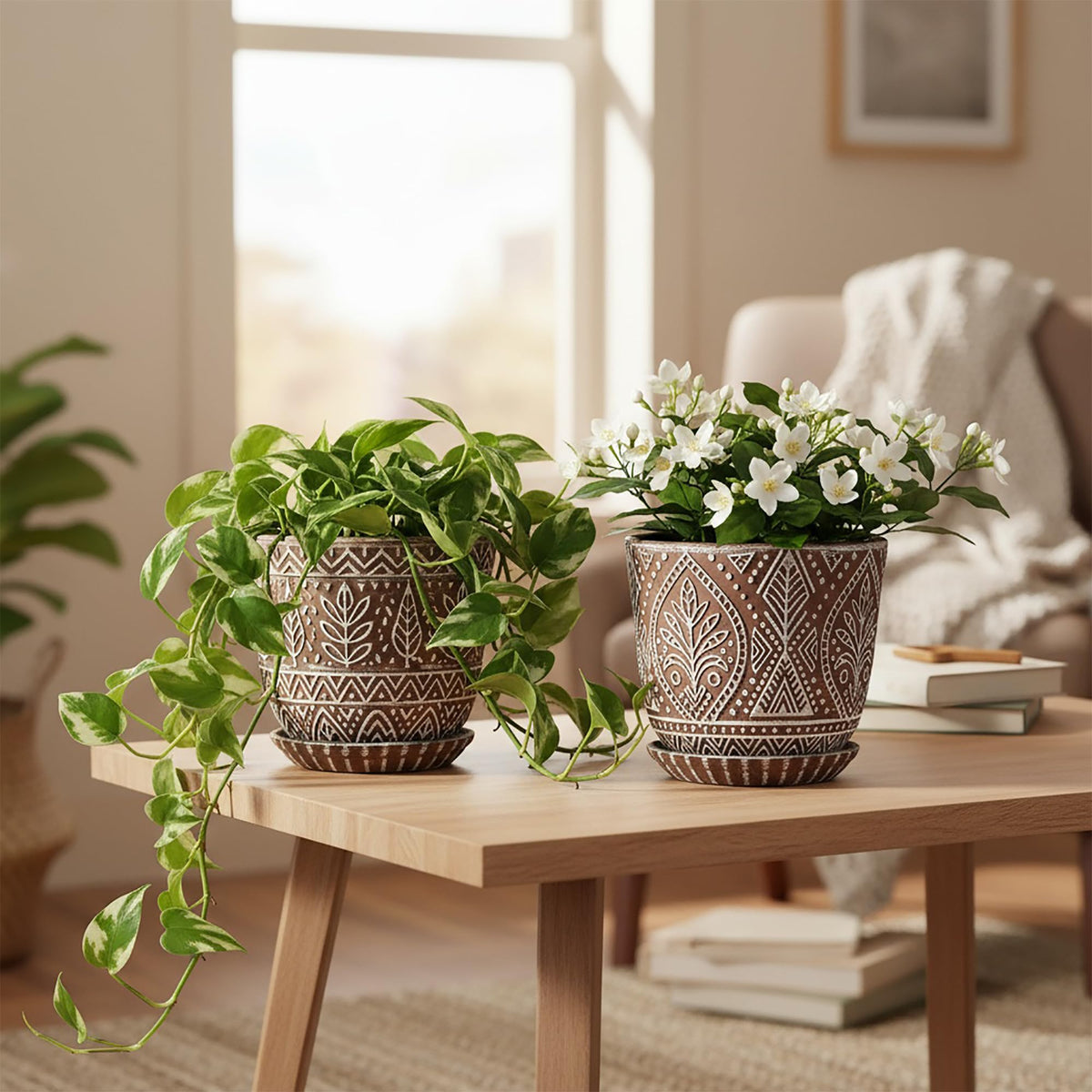 Gepege white ceramic plant pot ideal for office spaces