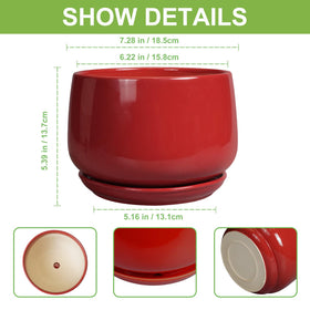 G EPGardening planter 7-inch red bottom drainage hole with saucer supports moisture control.