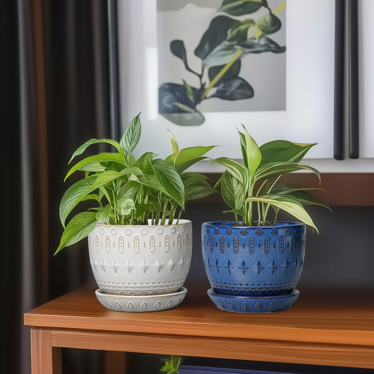 Blue planter by G EPGardening makes a thoughtful plant-loving gift.