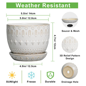 G EPGardening white round 5-inch pot ideal for small plants