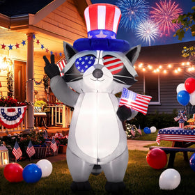 Gerrii 4th of July raccoon inflates quickly for celebrations.