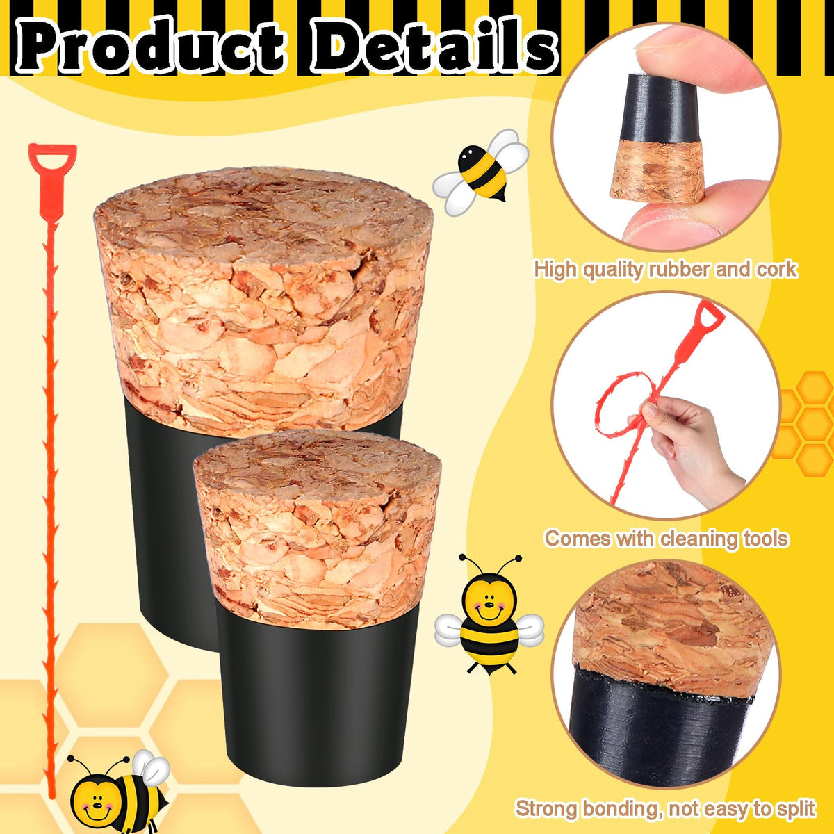Gerrii corks in small and large sizes show a precise fit for holes