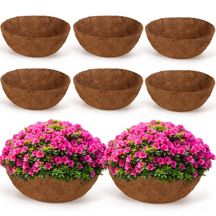 Gerrii eight-piece coconut liner for 16-inch baskets, enhances planter display