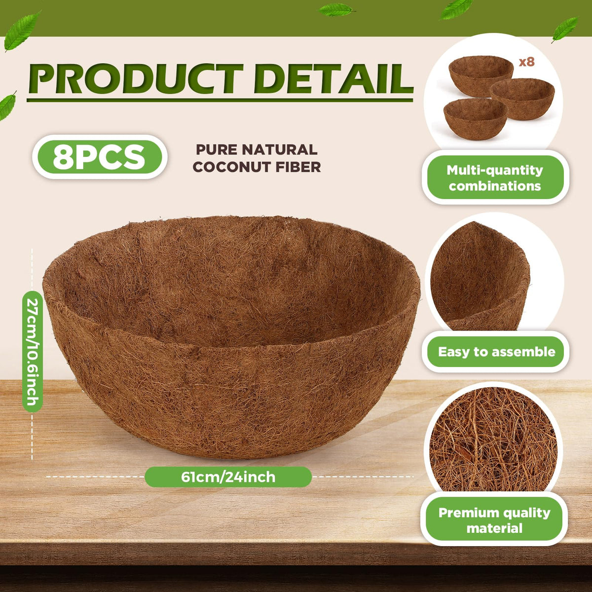 Gerrii coconut-fiber liner – thick and breathable for healthier plant growth.