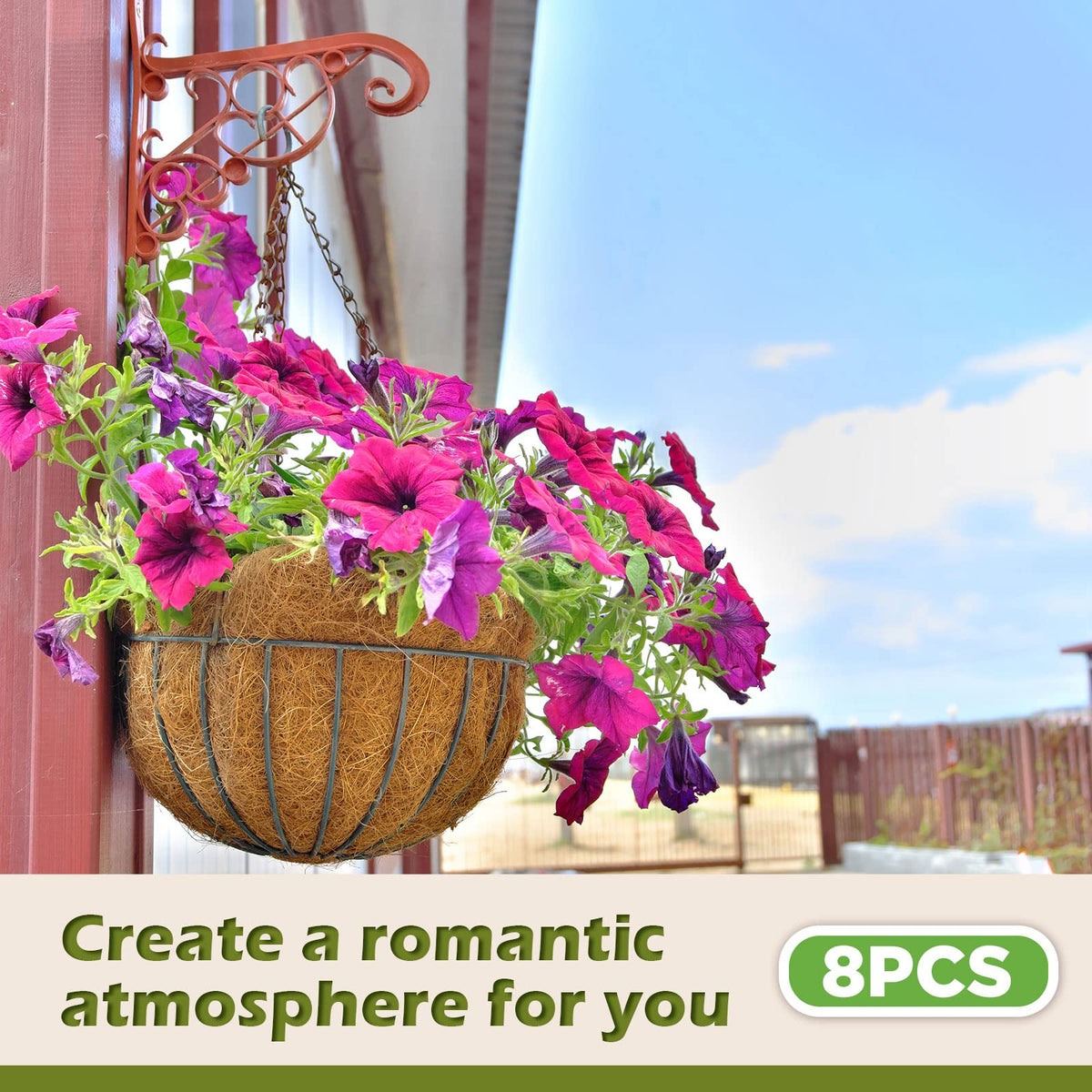 Gerrii coconut liner hanging-basket setup reveals quick, lightweight installation.