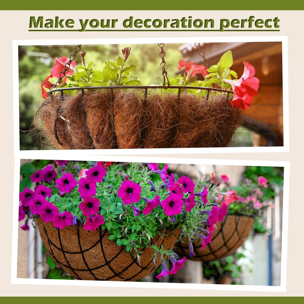 Gerrii round natural coconut liner – classic decor for indoor plants.