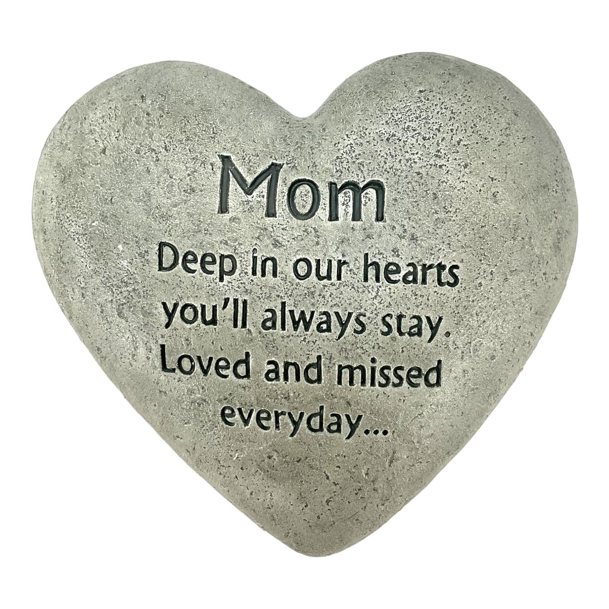 Gerson Mom cement heart memorial stone front view for garden or shelf display.
