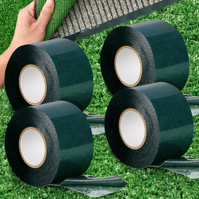 Gersoniel turf tape roll close-up in dark green showing seam alignment for seamless lawn