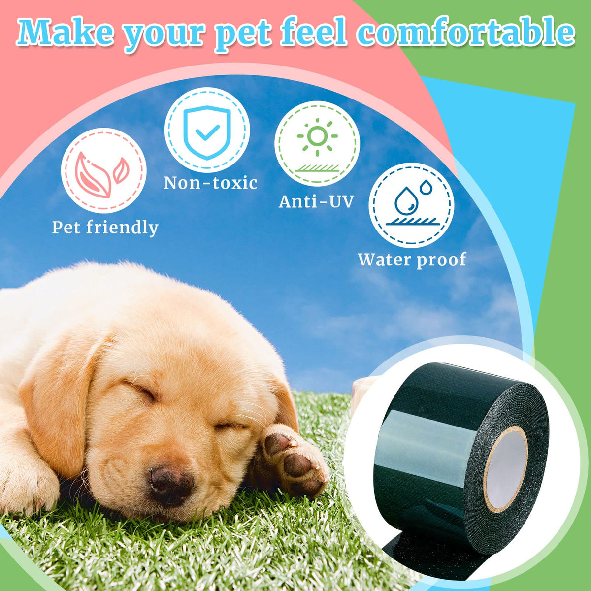 Gersoniel tape on garden carpet seam with ground contact