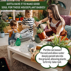 Gerta perlite aiding seed starting and moisture control in mixes.