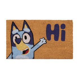 Gertmenian Bluey coir doormat entryway—vibrant Bluey patch welcomes guests.
