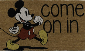 Gertmenian Mickey coir mat withstands outdoor elements while welcoming guests.