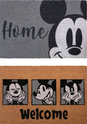 Gertmenian Mickey Mouse coir doormat front view with dirt-trapping fibers