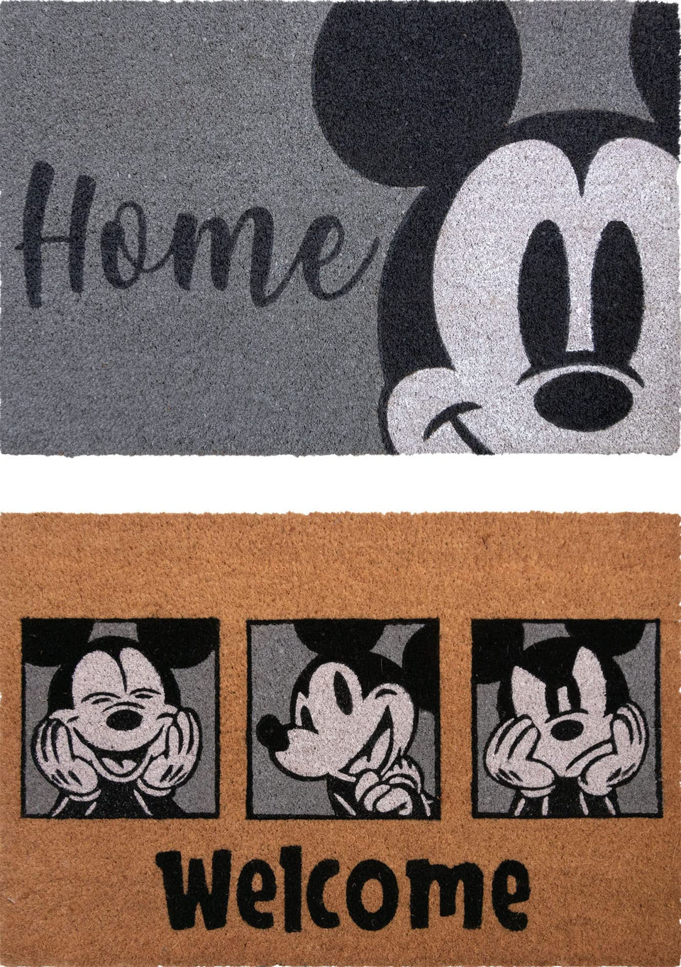 Gertmenian Mickey Mouse coir doormat front view with dirt-trapping fibers