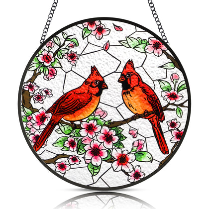 Gerute cardinal sun catcher stained glass adds vibrant color to sunlit windows.