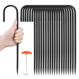 GESTONE 20-pack garden stakes, 12-inch galvanized, for durable outdoor anchoring.