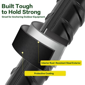 GESTONE stake with deep ribbed surface provides superior ground grip against wind.
