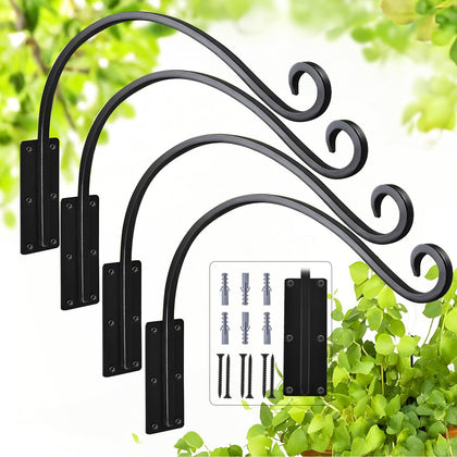 GESTONE heavy-duty 16-inch plant hanger bracket in black for outdoor displays.