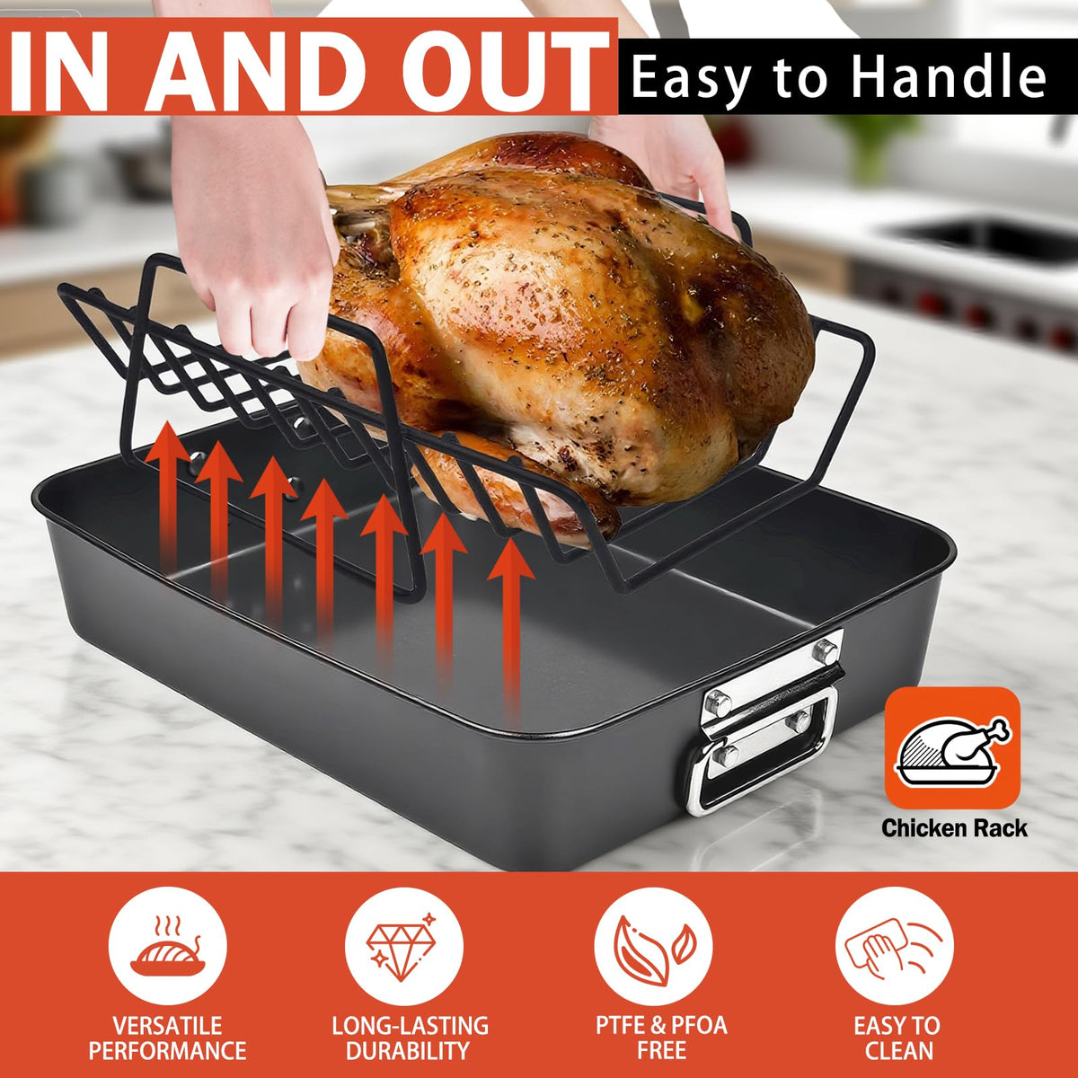 GESTONE holiday-ready rack elevates roasts and ribs for gatherings.