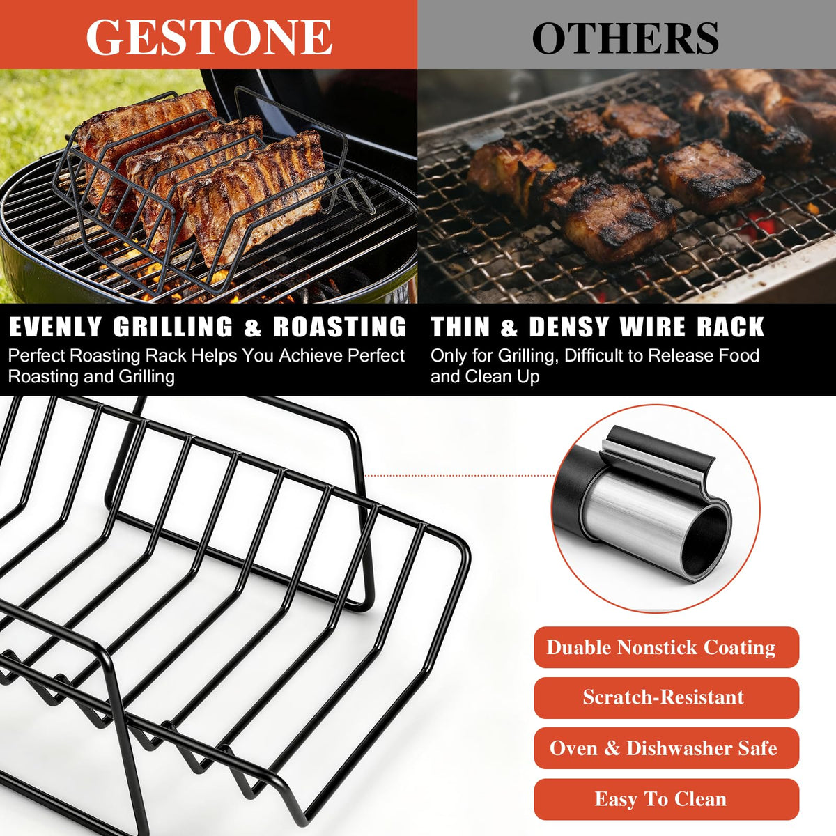 GESTONE nonstick coating ensures easy food release and effortless cleanup.