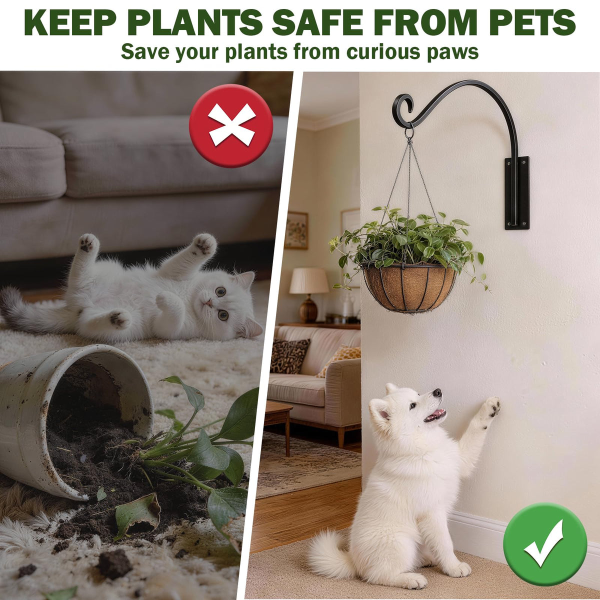 Versatile use: GESTONE plant hangers for baskets, feeders, or decor.