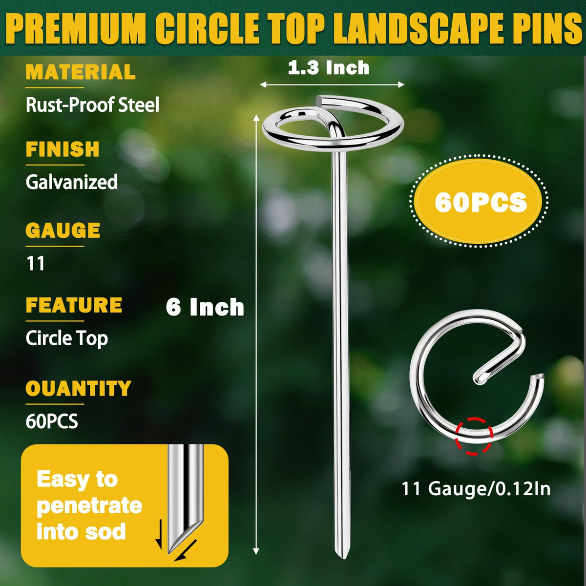 GESTONE stakes are suitable for artificial turf, weed barrier, landscape fabric, and tarps.